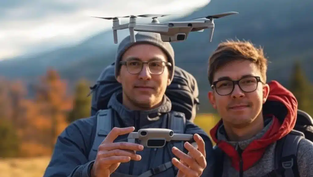 deux hommes qui utilise un mini drone